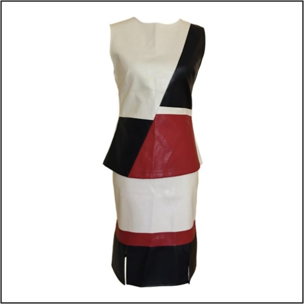 Golden Dress Faux Leather Skirt & Top - Petite NWT